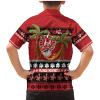 French Polynesia Christmas Family Matching Mermaid Dress and Hawaiian Shirt Tiare Chilling Santa Oaoa I teie Noera LT14 - Polynesian Pride