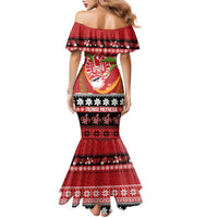 French Polynesia Christmas Family Matching Mermaid Dress and Hawaiian Shirt Tiare Chilling Santa Oaoa I teie Noera LT14 - Polynesian Pride