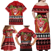 French Polynesia Christmas Family Matching Off Shoulder Maxi Dress and Hawaiian Shirt Tiare Chilling Santa Oaoa I teie Noera LT14 - Polynesian Pride