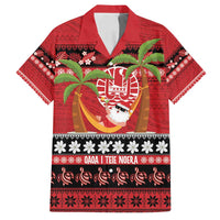 French Polynesia Christmas Family Matching Off Shoulder Short Dress and Hawaiian Shirt Tiare Chilling Santa Oaoa I teie Noera LT14 Dad's Shirt - Short Sleeve Red - Polynesian Pride