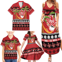 French Polynesia Christmas Family Matching Summer Maxi Dress and Hawaiian Shirt Tiare Chilling Santa Oaoa I teie Noera LT14 - Polynesian Pride