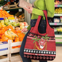 French Polynesia Christmas Grocery Bag Tiare Chilling Santa Oaoa I teie Noera - Polynesian Pride