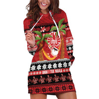 French Polynesia Christmas Hoodie Dress Tiare Chilling Santa Oaoa I teie Noera LT14 Red - Polynesian Pride