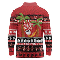 French Polynesia Christmas Long Sleeve Polo Shirt Tiare Chilling Santa Oaoa I teie Noera LT14 - Polynesian Pride