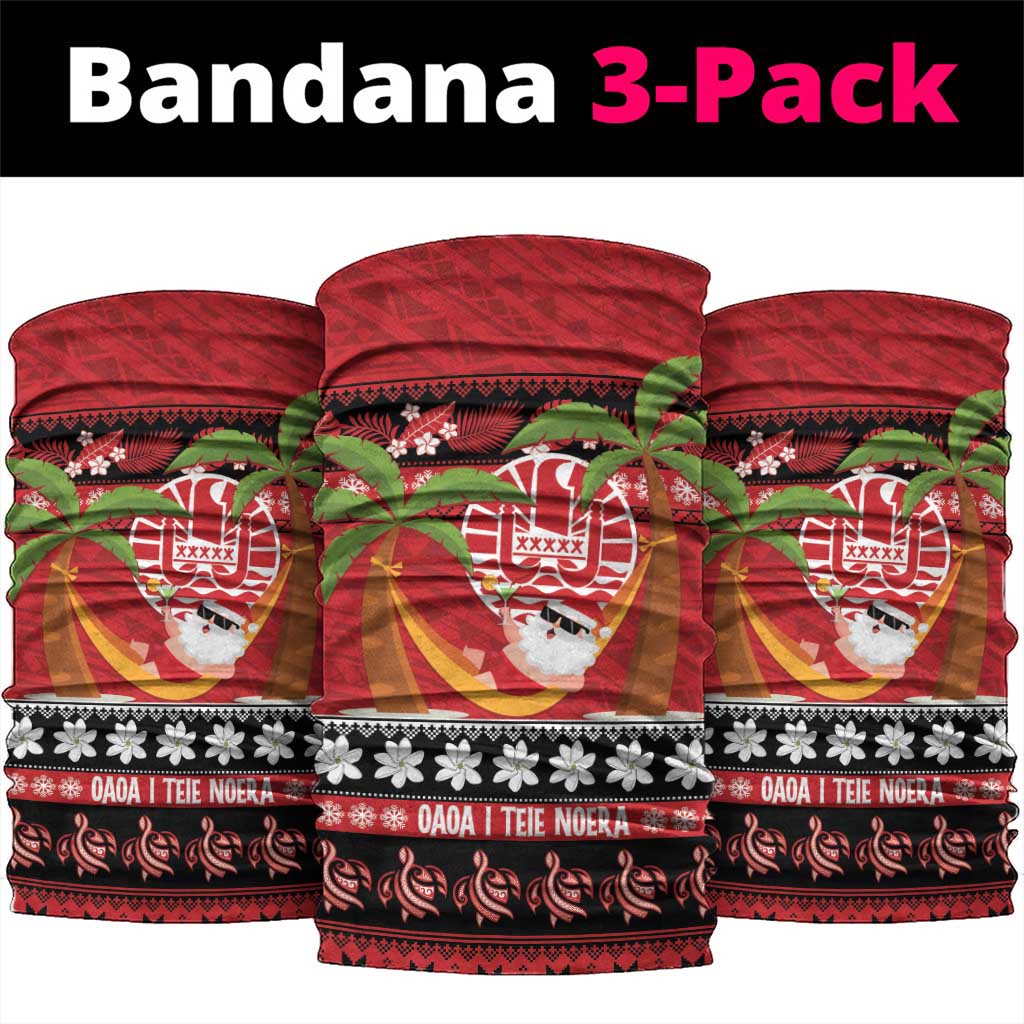 French Polynesia Christmas Neck Gaiter Tiare Chilling Santa Oaoa I teie Noera - Polynesian Pride