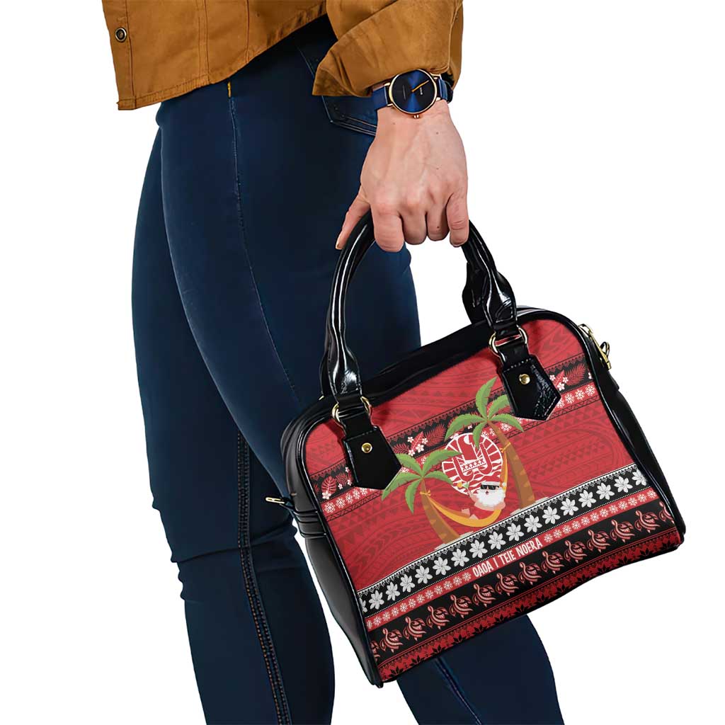 French Polynesia Christmas Shoulder Handbag Tiare Chilling Santa Oaoa I teie Noera - Polynesian Pride
