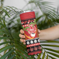 French Polynesia Christmas Skinny Tumbler Tiare Chilling Santa Oaoa I teie Noera LT14 - Polynesian Pride