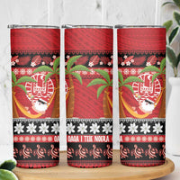 French Polynesia Christmas Skinny Tumbler Tiare Chilling Santa Oaoa I teie Noera LT14 - Polynesian Pride