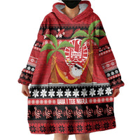 French Polynesia Christmas Wearable Blanket Hoodie Tiare Chilling Santa Oaoa I teie Noera LT14 - Polynesian Pride