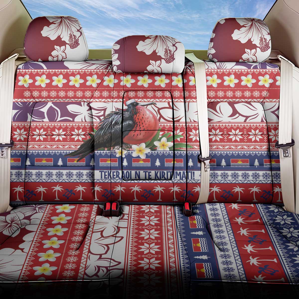 Kiribati Christmas Back Car Seat Cover Frigatebird Santa Tekeraoi n te Kiritimati LT14 One Size Red - Polynesian Pride