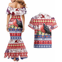 Kiribati Christmas Couples Matching Mermaid Dress and Hawaiian Shirt Frigatebird Santa Tekeraoi n te Kiritimati LT14 - Polynesian Pride