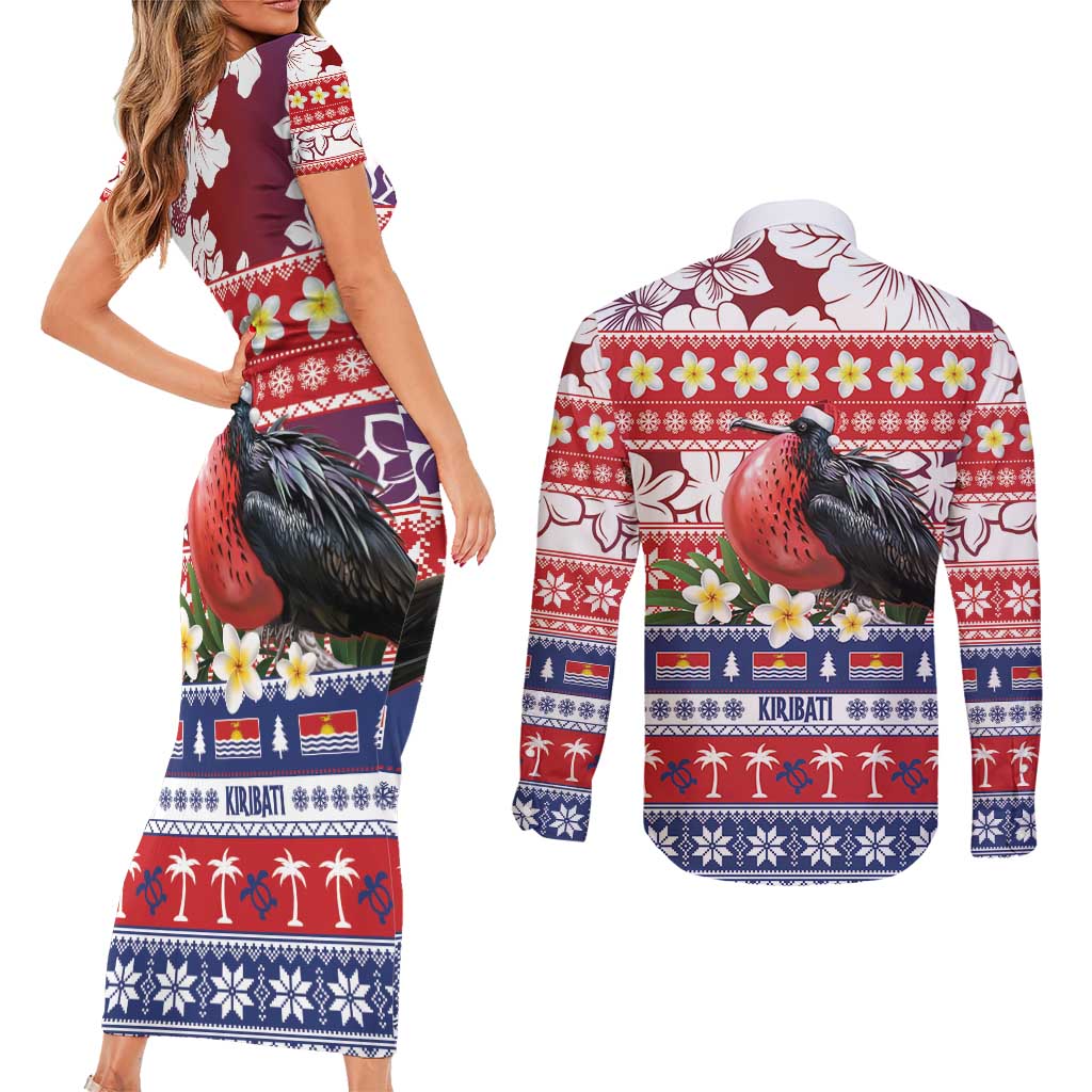 Kiribati Christmas Couples Matching Short Sleeve Bodycon Dress and Long Sleeve Button Shirt Frigatebird Santa Tekeraoi n te Kiritimati LT14 - Polynesian Pride