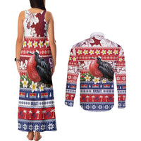 Kiribati Christmas Couples Matching Tank Maxi Dress and Long Sleeve Button Shirt Frigatebird Santa Tekeraoi n te Kiritimati LT14 - Polynesian Pride
