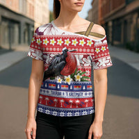 Kiribati Christmas Cross Shoulder Shirt Frigatebird Santa Tekeraoi n te Kiritimati LT14 - Polynesian Pride