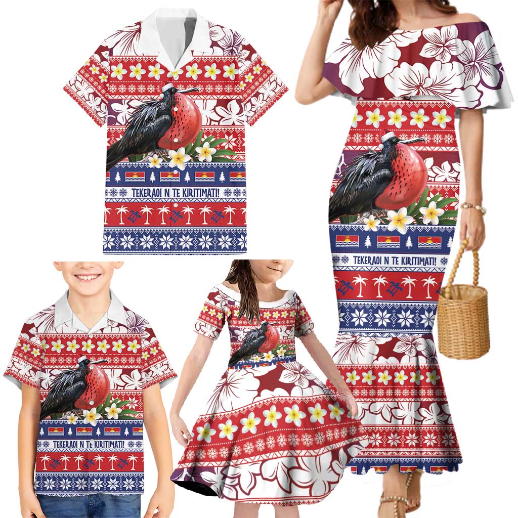 Kiribati Christmas Family Matching Mermaid Dress and Hawaiian Shirt Frigatebird Santa Tekeraoi n te Kiritimati LT14 - Polynesian Pride
