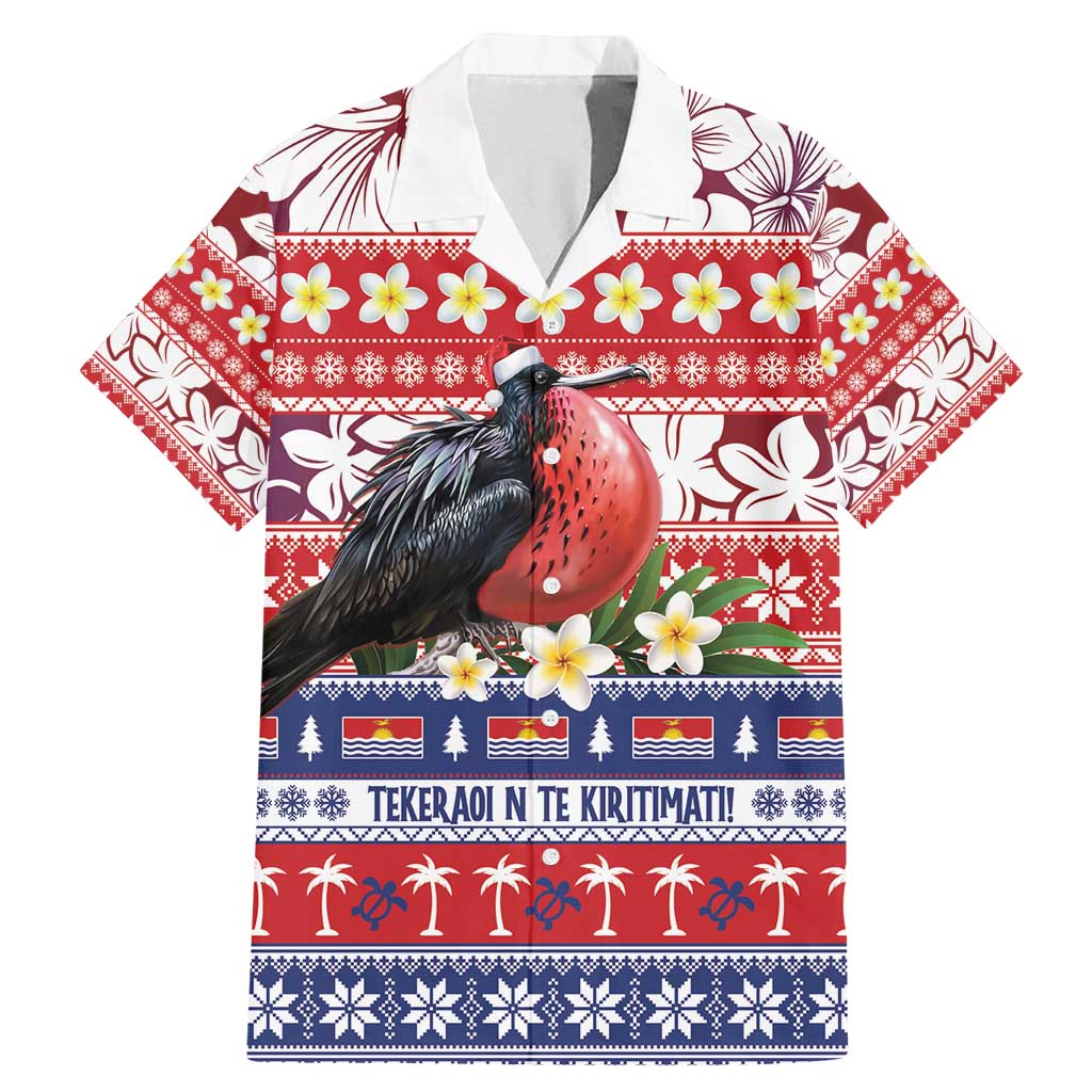 Kiribati Christmas Family Matching Mermaid Dress and Hawaiian Shirt Frigatebird Santa Tekeraoi n te Kiritimati LT14 Dad's Shirt - Short Sleeve Red - Polynesian Pride