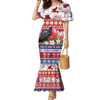 Kiribati Christmas Family Matching Mermaid Dress and Hawaiian Shirt Frigatebird Santa Tekeraoi n te Kiritimati LT14 Mom's Dress Red - Polynesian Pride
