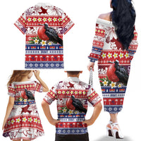 Kiribati Christmas Family Matching Off The Shoulder Long Sleeve Dress and Hawaiian Shirt Frigatebird Santa Tekeraoi n te Kiritimati LT14 - Polynesian Pride