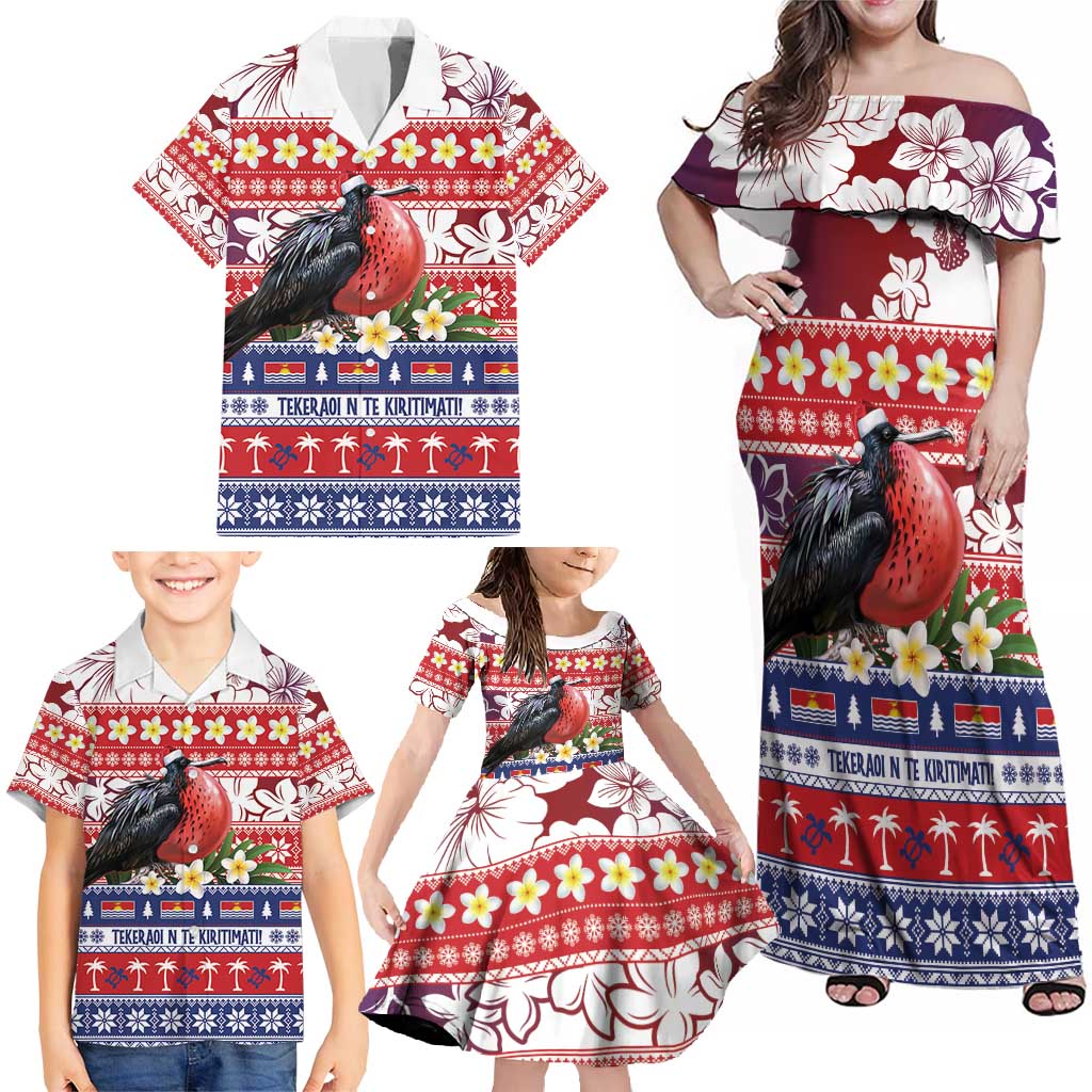 Kiribati Christmas Family Matching Off Shoulder Maxi Dress and Hawaiian Shirt Frigatebird Santa Tekeraoi n te Kiritimati LT14 - Polynesian Pride