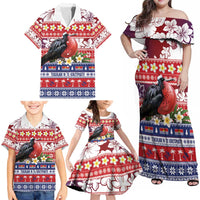 Kiribati Christmas Family Matching Off Shoulder Maxi Dress and Hawaiian Shirt Frigatebird Santa Tekeraoi n te Kiritimati LT14 - Polynesian Pride