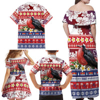 Kiribati Christmas Family Matching Off Shoulder Maxi Dress and Hawaiian Shirt Frigatebird Santa Tekeraoi n te Kiritimati LT14 - Polynesian Pride
