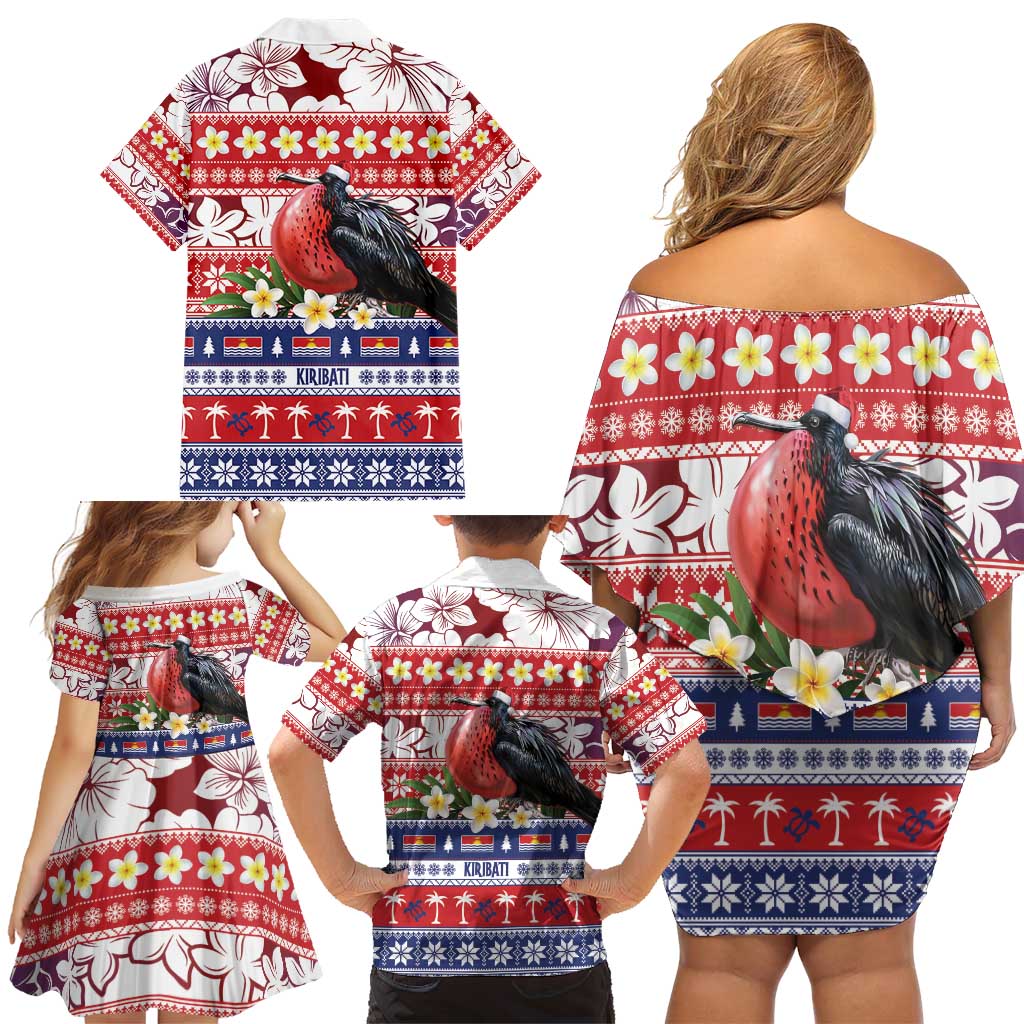 Kiribati Christmas Family Matching Off Shoulder Short Dress and Hawaiian Shirt Frigatebird Santa Tekeraoi n te Kiritimati LT14 - Polynesian Pride