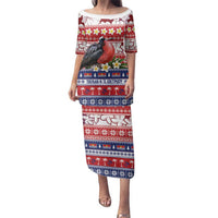 Kiribati Christmas Family Matching Puletasi and Hawaiian Shirt Frigatebird Santa Tekeraoi n te Kiritimati LT14 Mom's Dress Red - Polynesian Pride