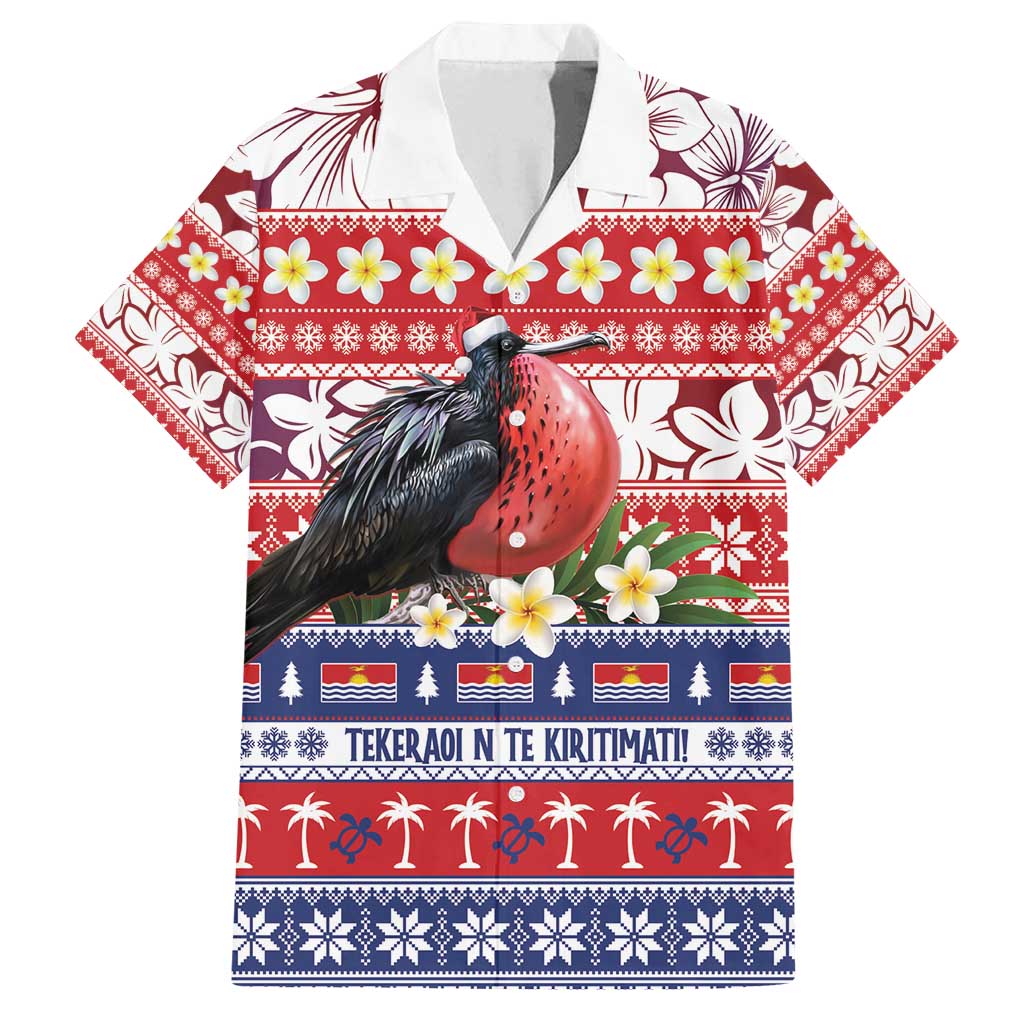 Kiribati Christmas Family Matching Summer Maxi Dress and Hawaiian Shirt Frigatebird Santa Tekeraoi n te Kiritimati LT14 Dad's Shirt - Short Sleeve Red - Polynesian Pride