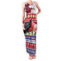 Kiribati Christmas Family Matching Tank Maxi Dress and Hawaiian Shirt Frigatebird Santa Tekeraoi n te Kiritimati LT14 Mom's Dress Red - Polynesian Pride