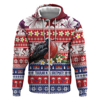 Kiribati Christmas Hoodie Frigatebird Santa Tekeraoi n te Kiritimati LT14 Zip Hoodie Red - Polynesian Pride