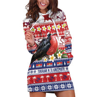 Kiribati Christmas Hoodie Dress Frigatebird Santa Tekeraoi n te Kiritimati LT14 Red - Polynesian Pride