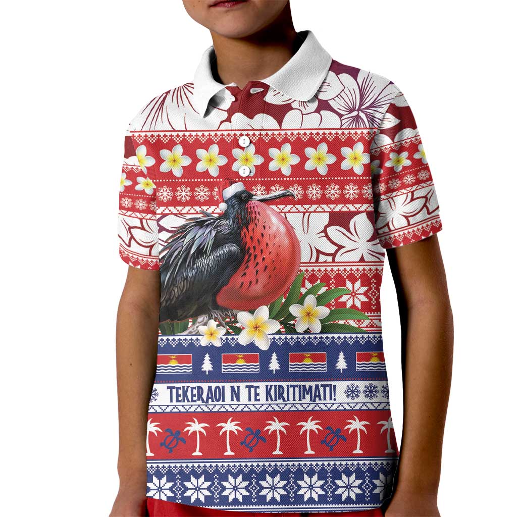 Kiribati Christmas Kid Polo Shirt Frigatebird Santa Tekeraoi n te Kiritimati LT14 Kid Red - Polynesian Pride