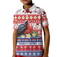 Kiribati Christmas Kid Polo Shirt Frigatebird Santa Tekeraoi n te Kiritimati LT14 Kid Red - Polynesian Pride