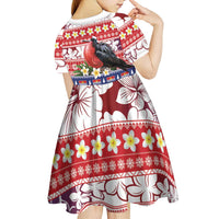 Kiribati Christmas Kid Short Sleeve Dress Frigatebird Santa Tekeraoi n te Kiritimati LT14 - Polynesian Pride