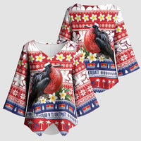 Kiribati Christmas Kimono Sleeve Blouse Frigatebird Santa Tekeraoi n te Kiritimati LT14 - Polynesian Pride