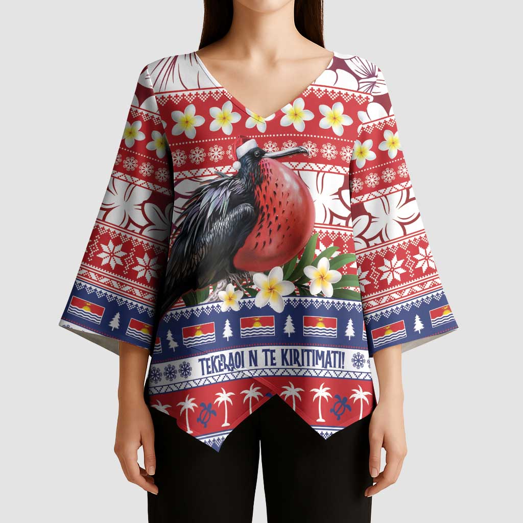 Kiribati Christmas Kimono Sleeve Blouse Frigatebird Santa Tekeraoi n te Kiritimati LT14 - Polynesian Pride