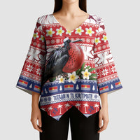 Kiribati Christmas Kimono Sleeve Blouse Frigatebird Santa Tekeraoi n te Kiritimati LT14 - Polynesian Pride