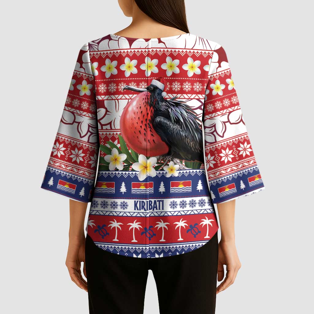 Kiribati Christmas Kimono Sleeve Blouse Frigatebird Santa Tekeraoi n te Kiritimati LT14 - Polynesian Pride
