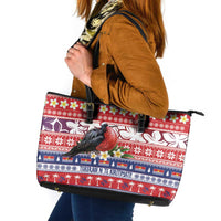 Kiribati Christmas Leather Tote Bag Frigatebird Santa Tekeraoi n te Kiritimati LT14 Red - Polynesian Pride