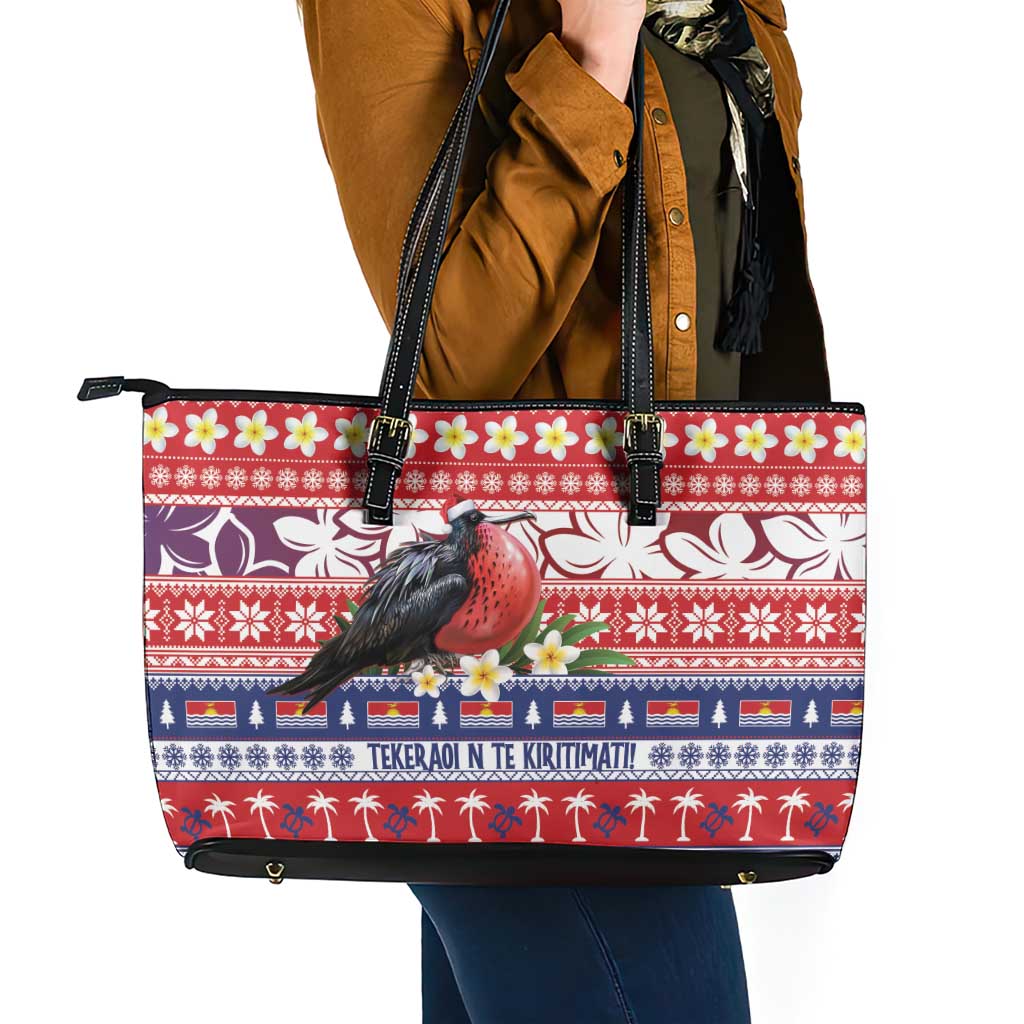 Kiribati Christmas Leather Tote Bag Frigatebird Santa Tekeraoi n te Kiritimati LT14 - Polynesian Pride