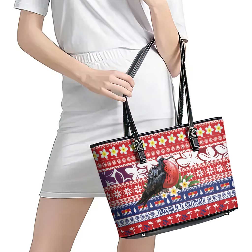 Kiribati Christmas Leather Tote Bag Frigatebird Santa Tekeraoi n te Kiritimati LT14 - Polynesian Pride