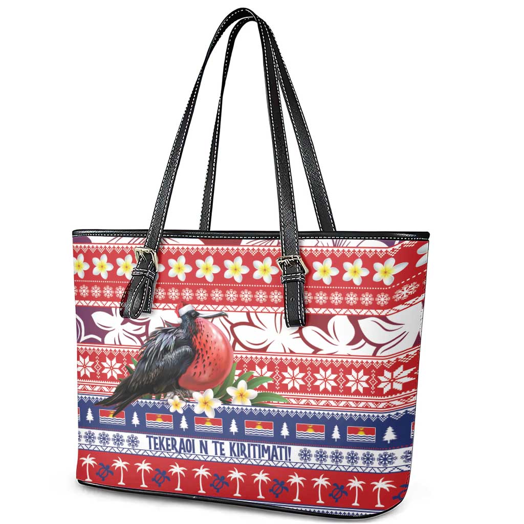 Kiribati Christmas Leather Tote Bag Frigatebird Santa Tekeraoi n te Kiritimati LT14 - Polynesian Pride