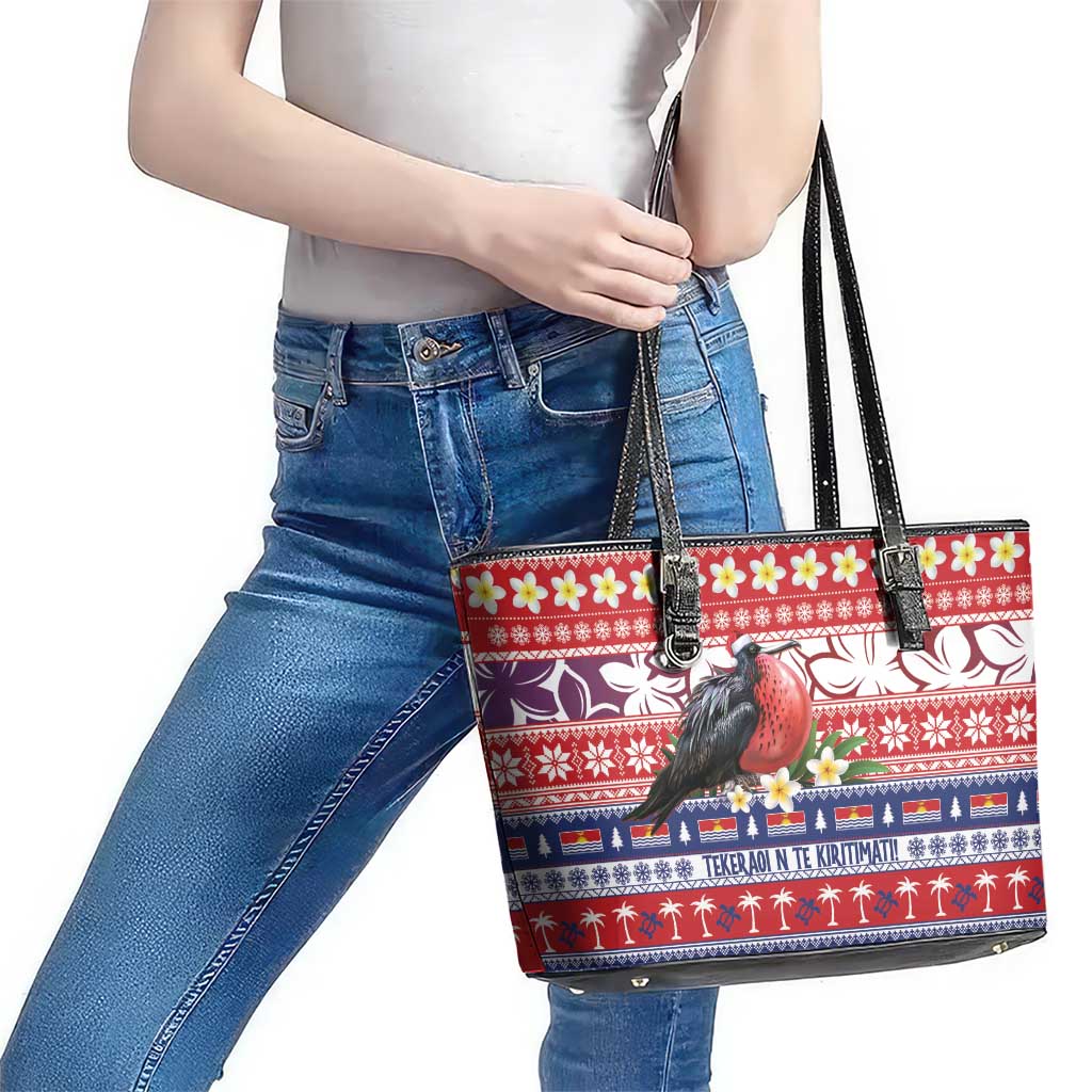 Kiribati Christmas Leather Tote Bag Frigatebird Santa Tekeraoi n te Kiritimati LT14 - Polynesian Pride