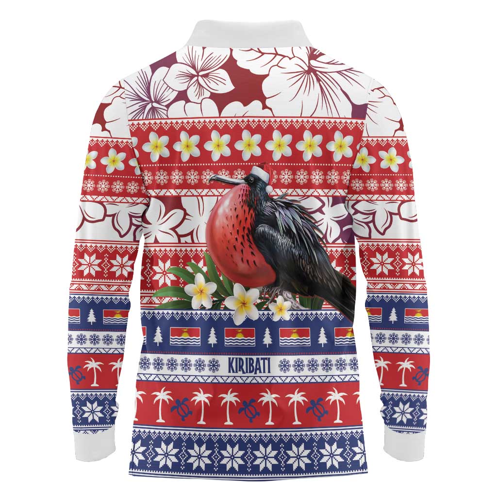 Kiribati Christmas Long Sleeve Polo Shirt Frigatebird Santa Tekeraoi n te Kiritimati LT14 - Polynesian Pride
