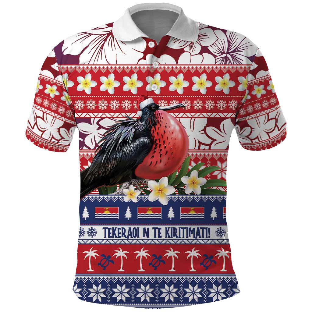 Kiribati Christmas Polo Shirt Frigatebird Santa Tekeraoi n te Kiritimati LT14 Red - Polynesian Pride