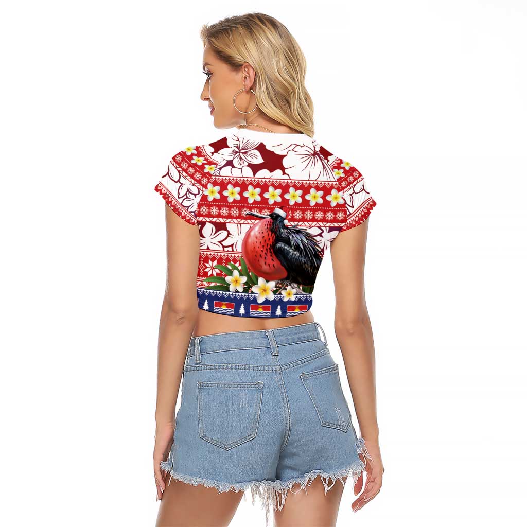 Kiribati Christmas Raglan Cropped T Shirt Frigatebird Santa Tekeraoi n te Kiritimati LT14 - Polynesian Pride