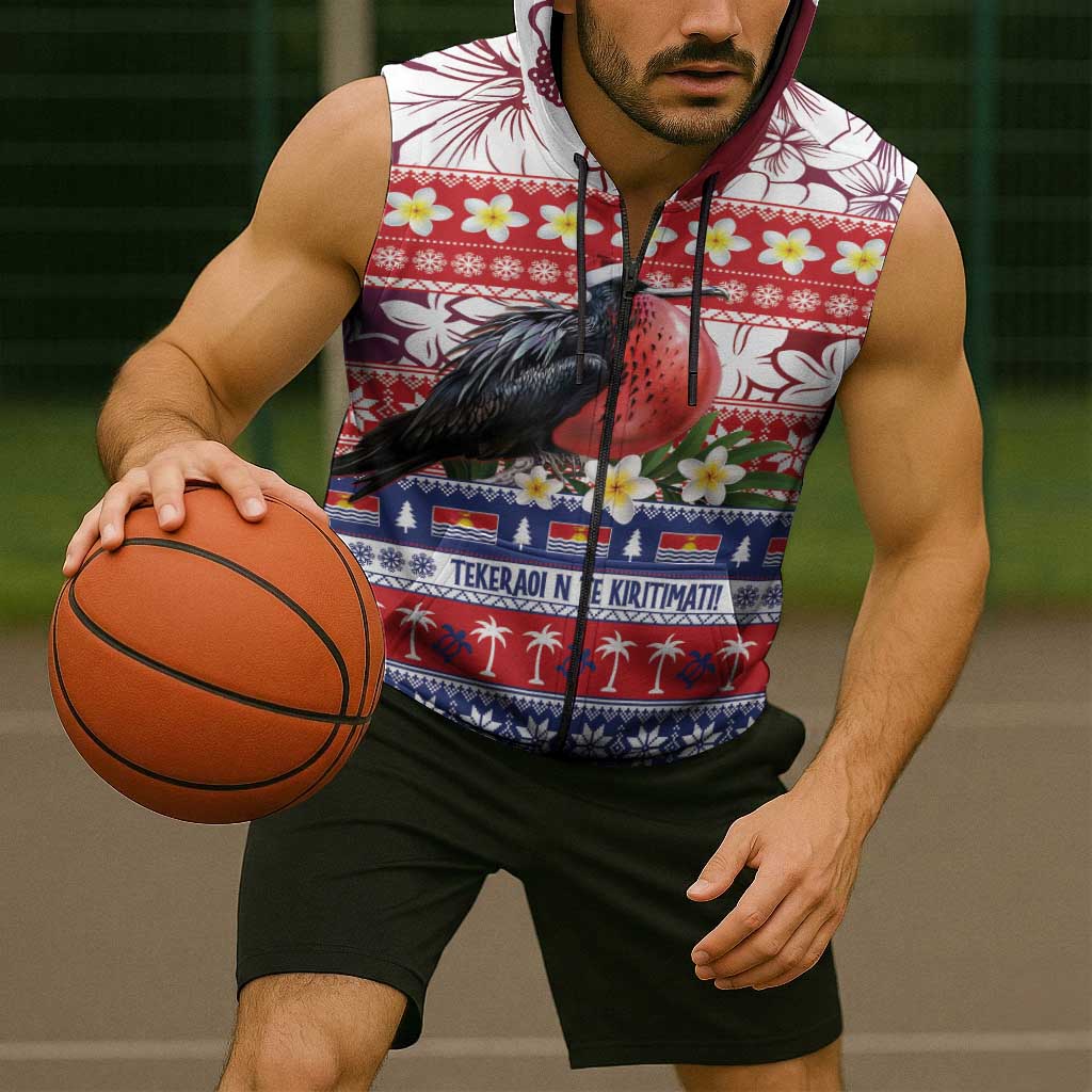 Kiribati Christmas Sleeveless Zip Hoodie Frigatebird Santa Tekeraoi n te Kiritimati LT14 - Polynesian Pride