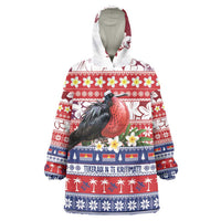 Kiribati Christmas Wearable Blanket Hoodie Frigatebird Santa Tekeraoi n te Kiritimati LT14 One Size Red - Polynesian Pride