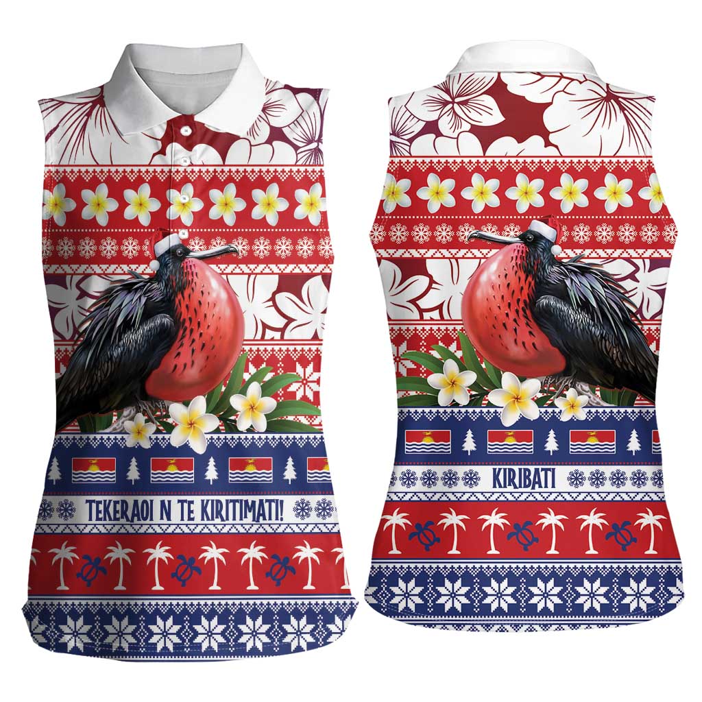 Kiribati Christmas Women Sleeveless Polo Shirt Frigatebird Santa Tekeraoi n te Kiritimati LT14 - Polynesian Pride