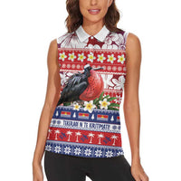 Kiribati Christmas Women Sleeveless Polo Shirt Frigatebird Santa Tekeraoi n te Kiritimati LT14 - Polynesian Pride